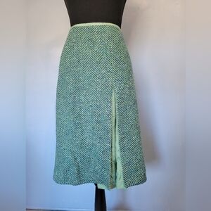 Judith par Judith Lacroix Wool Blend Tweed Green Skirt Size 4